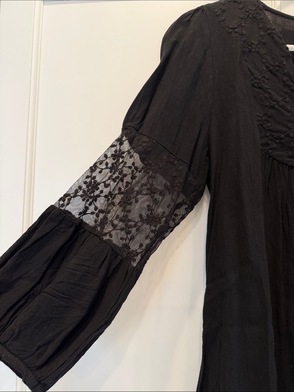 painted threads Black Lace Trim V-Neck Tunic - Picture 3 of 6
